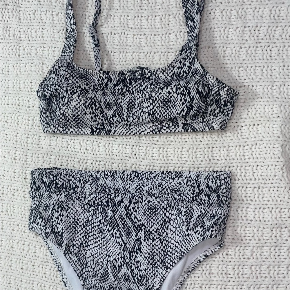 Black and White Snakeskin Bikini Set